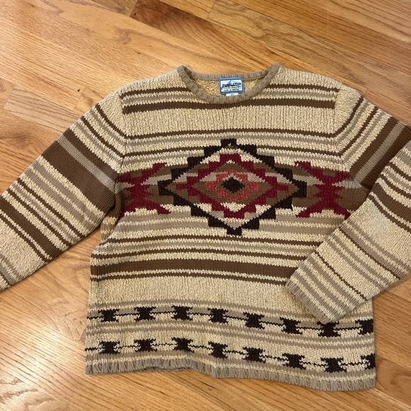 Pendleton Men's Geometric Beige and Brown Sweater